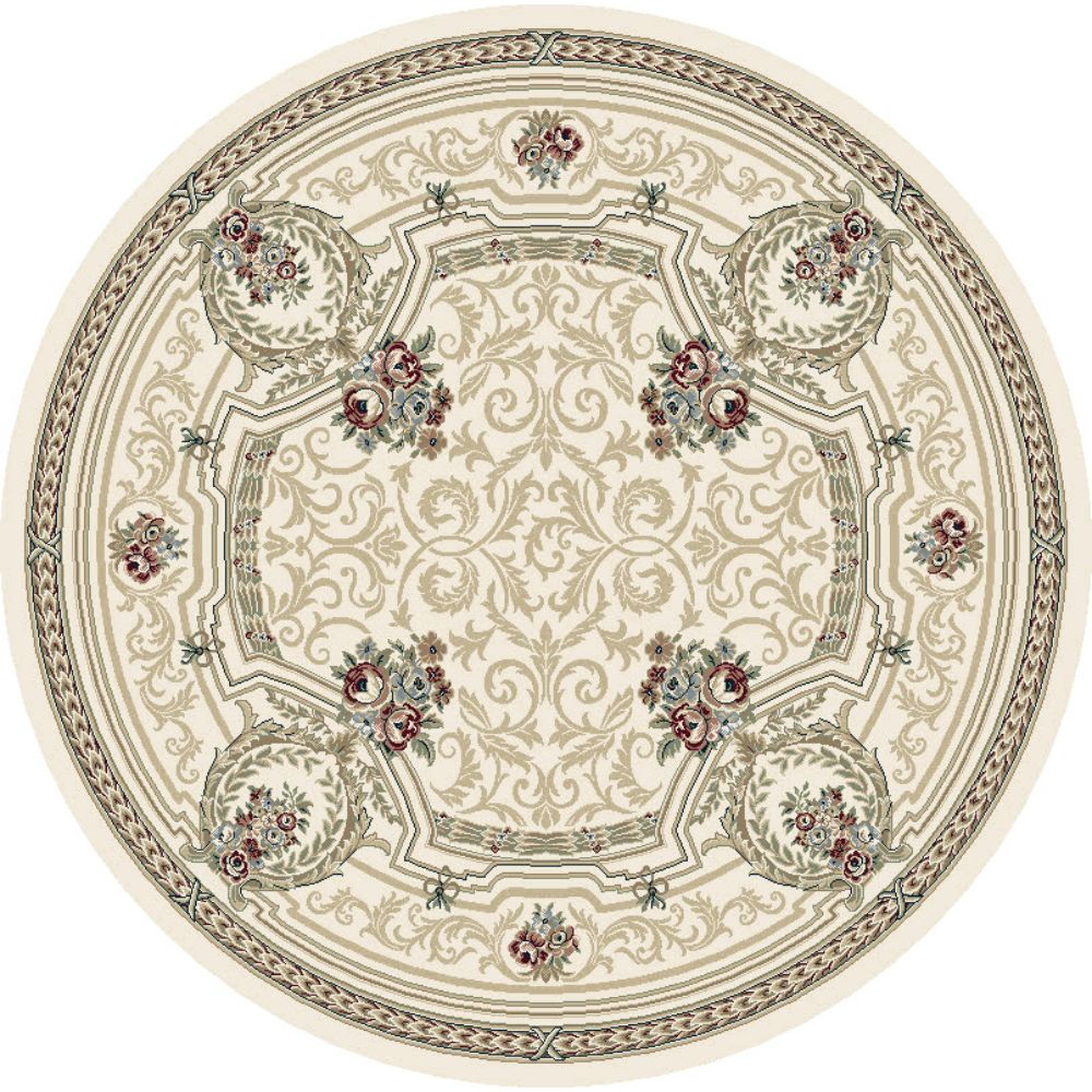 Dynamic Rugs 57091-6464 Ancient Garden 5.3 Ft. X 5.3 Ft. Round Rug in Ivory